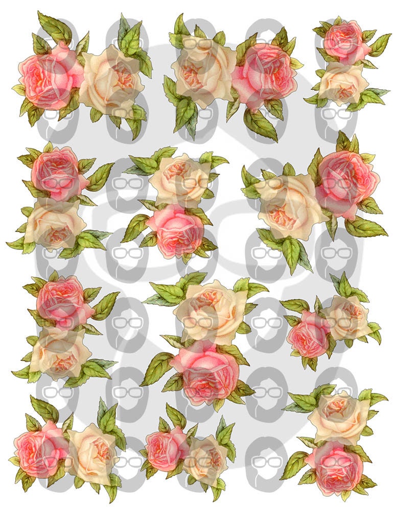 Floral Clipart - Decoupage Flowers Set #17 - 8 Page Instant Download -  clipart floral, roses clipart, digital roses