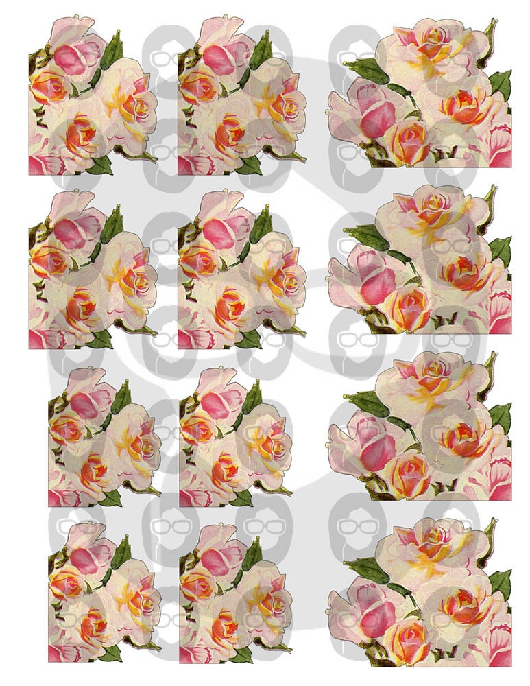 Floral Clipart - Decoupage Flowers Set #17 - 8 Page Instant Download -  clipart floral, roses clipart, digital roses