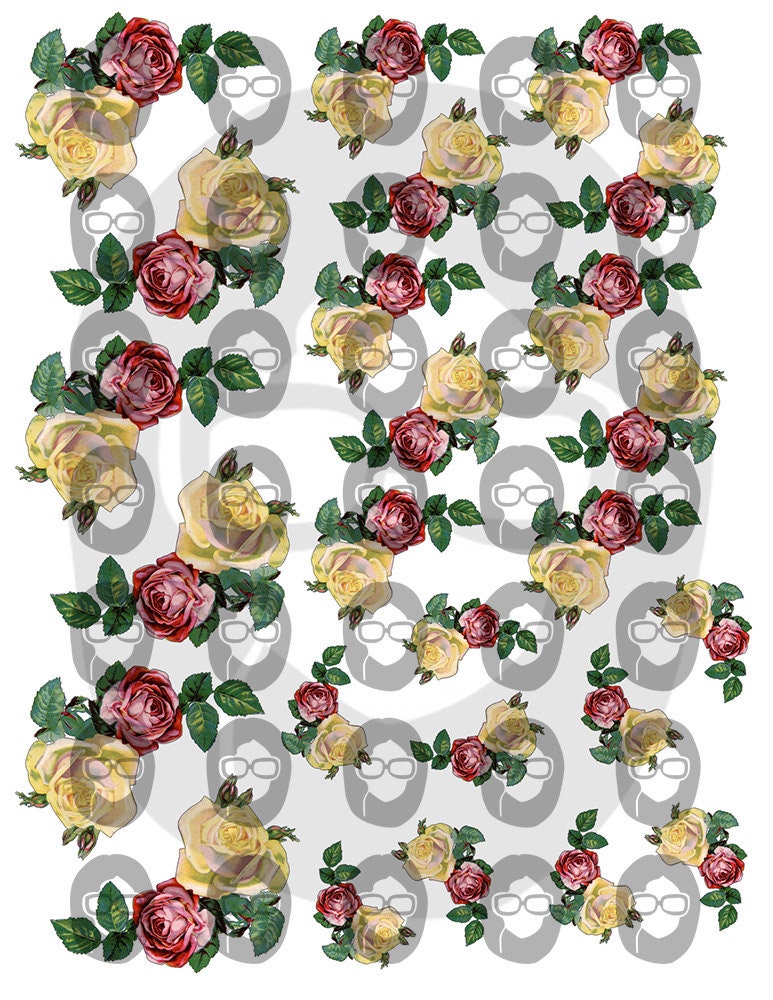 Fussy Cut Flowers Set #18 - 8 Page Instant Download - pink rose clipart, bouquet clipart, roses flower clipart