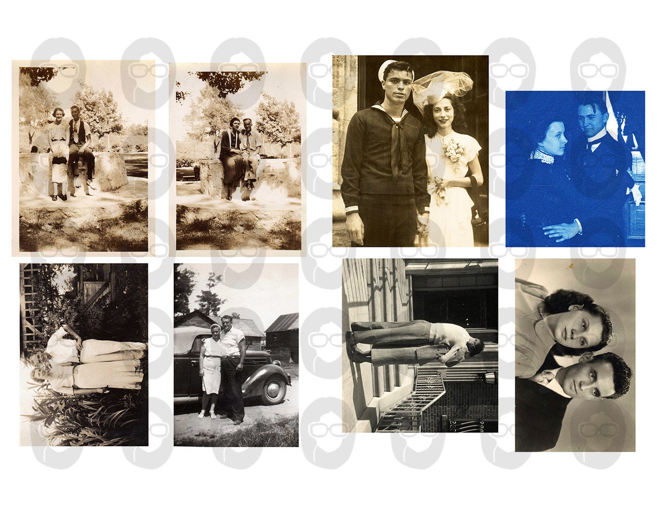 Ephemera Photos, Vintage Couple Photos S#101 -21pg Digi Download- Valentine's Printable, Retro and Vintage, Junk Journal Kit, Collage Images