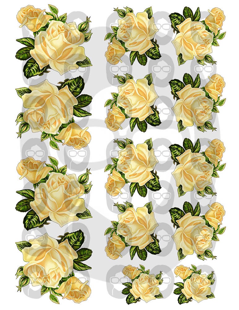 Floral Clipart - Decoupage Flowers Set #17 - 8 Page Instant Download -  clipart floral, roses clipart, digital roses