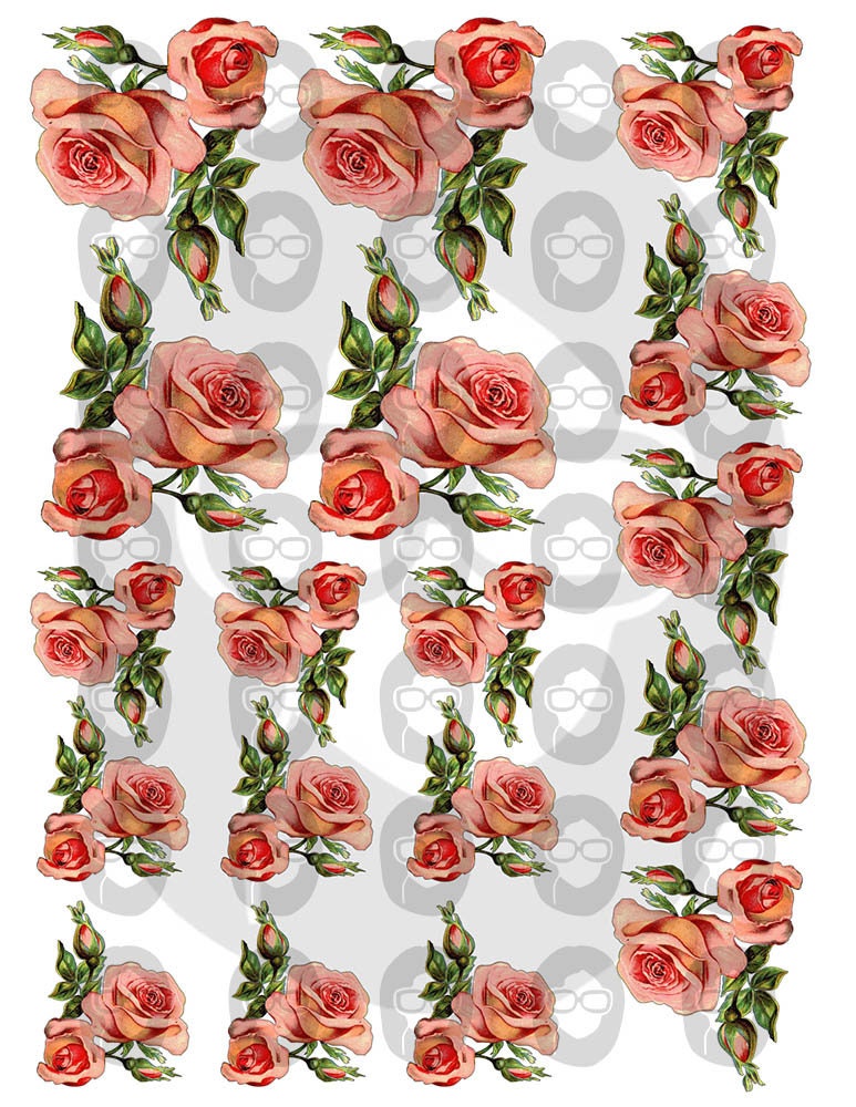 Floral Clipart - Decoupage Flowers Set #17 - 8 Page Instant Download -  clipart floral, roses clipart, digital roses