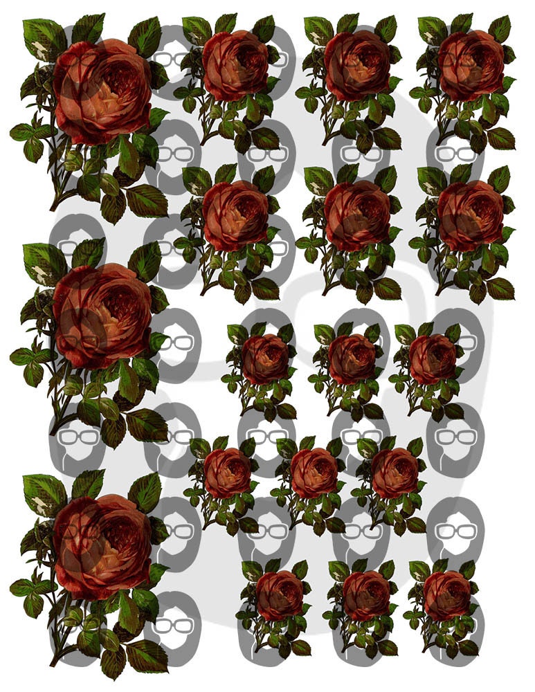 Floral Clipart - Decoupage Flowers Set #17 - 8 Page Instant Download -  clipart floral, roses clipart, digital roses