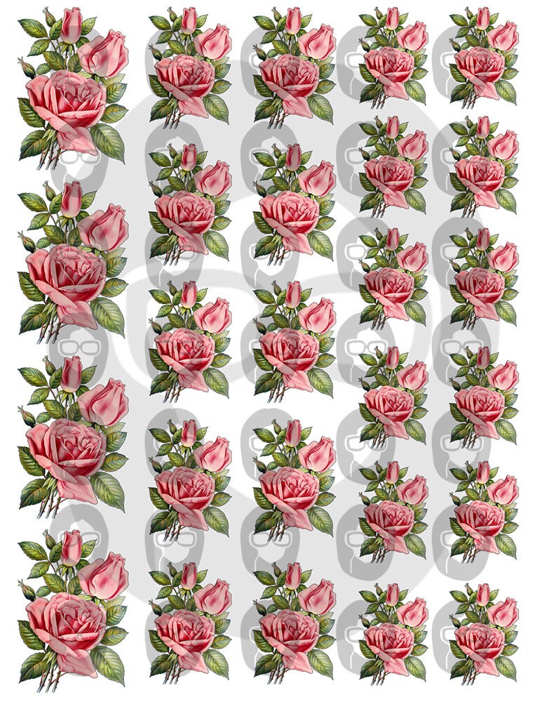 Fussy Cut Roses Vintage Flower Images Set #19 - 8 Page Instant Download -  roses clipart floral, pink rose clipart, junk journal scan n cut