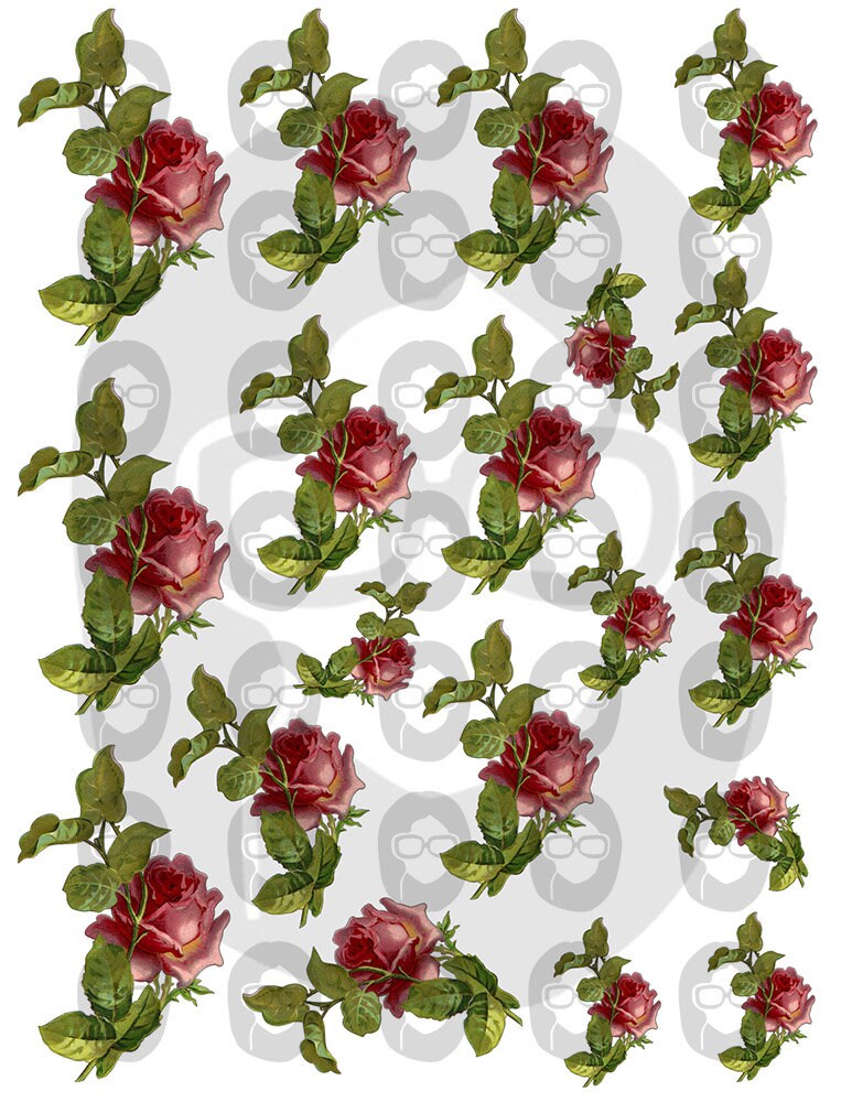 Bouquet Clipart - Decoupage Flowers Set #22 - 8 Page Instant Download -  roses clipart floral, pink rose clipart, roses flower clipart