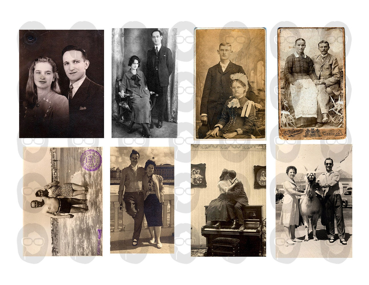 Ephemera Photos, Vintage Couple Photos S#101 -21pg Digi Download- Valentine's Printable, Retro and Vintage, Junk Journal Kit, Collage Images