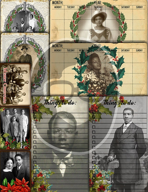 African American Ephemera, Vintage Retro Christmas -15pg Digital Download- Christmas junk journal kit, black history ephemera, journal cards