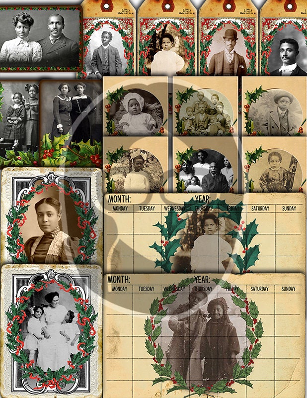 African American Ephemera, Vintage Retro Christmas -15pg Digital Download- Christmas junk journal kit, black history ephemera, journal cards