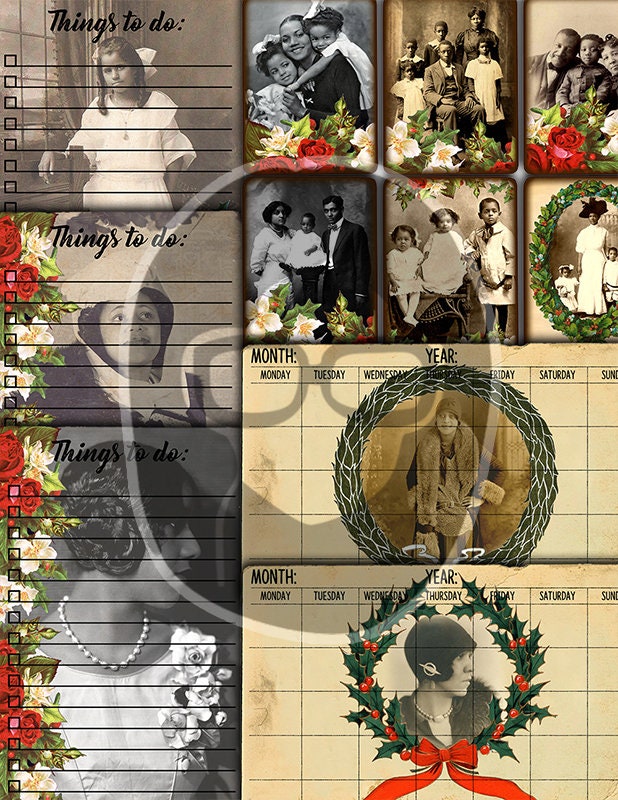 African American Ephemera, Vintage Retro Christmas -15pg Digital Download- Christmas junk journal kit, black history ephemera, journal cards