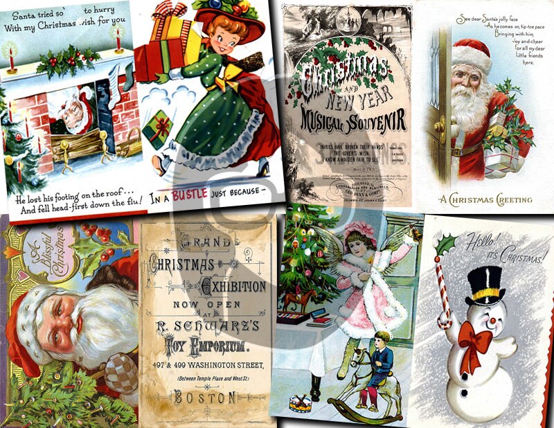 Christmas digital download - Ephemera Set #83 - 30 Pg download - Christmas journal kits, Retro Christmas journal pages, ephemera pack