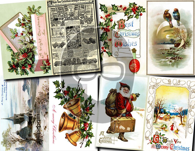Christmas digital download - Ephemera Set #83 - 30 Pg download - Christmas journal kits, Retro Christmas journal pages, ephemera pack