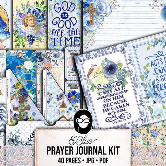 Faith Junk Journal Kit, Scripture Ephemera -40pg Digital Download- Religious Note Cards, Catholic Cross, Prayer Quotes, Bible Verse Cards