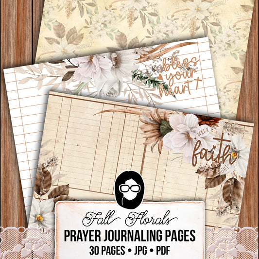 Fall Bible Journal Pages, Prayer Journal For Women -28pg Digital Download- Prayer Quotes, Christian Verses, Lined Journaling Pages, Autumn