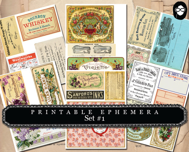 Paper Ephemera Kit - Set # 1 - 30 Page Instant Download - ephemera pack, ephemera kit, junk journal kit, journaling kit, digital collage