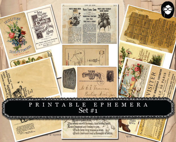 Paper Ephemera Kit - Set # 1 - 30 Page Instant Download - ephemera pack, ephemera kit, junk journal kit, journaling kit, digital collage