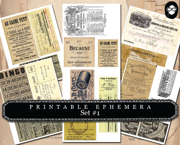 Paper Ephemera Kit - Set # 1 - 30 Page Instant Download - ephemera pack, ephemera kit, junk journal kit, journaling kit, digital collage