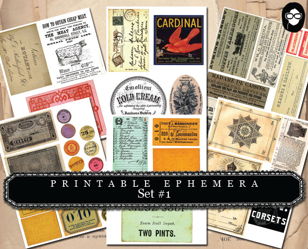 Paper Ephemera Kit - Set # 1 - 30 Page Instant Download - ephemera pack, ephemera kit, junk journal kit, journaling kit, digital collage