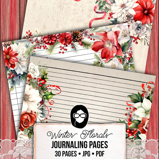 Christian Christmas Printables, Bible Journal Pages -30pg Digital Download- Lined Journaling Papers, Devotional Quotes, Jesus Junk Journal