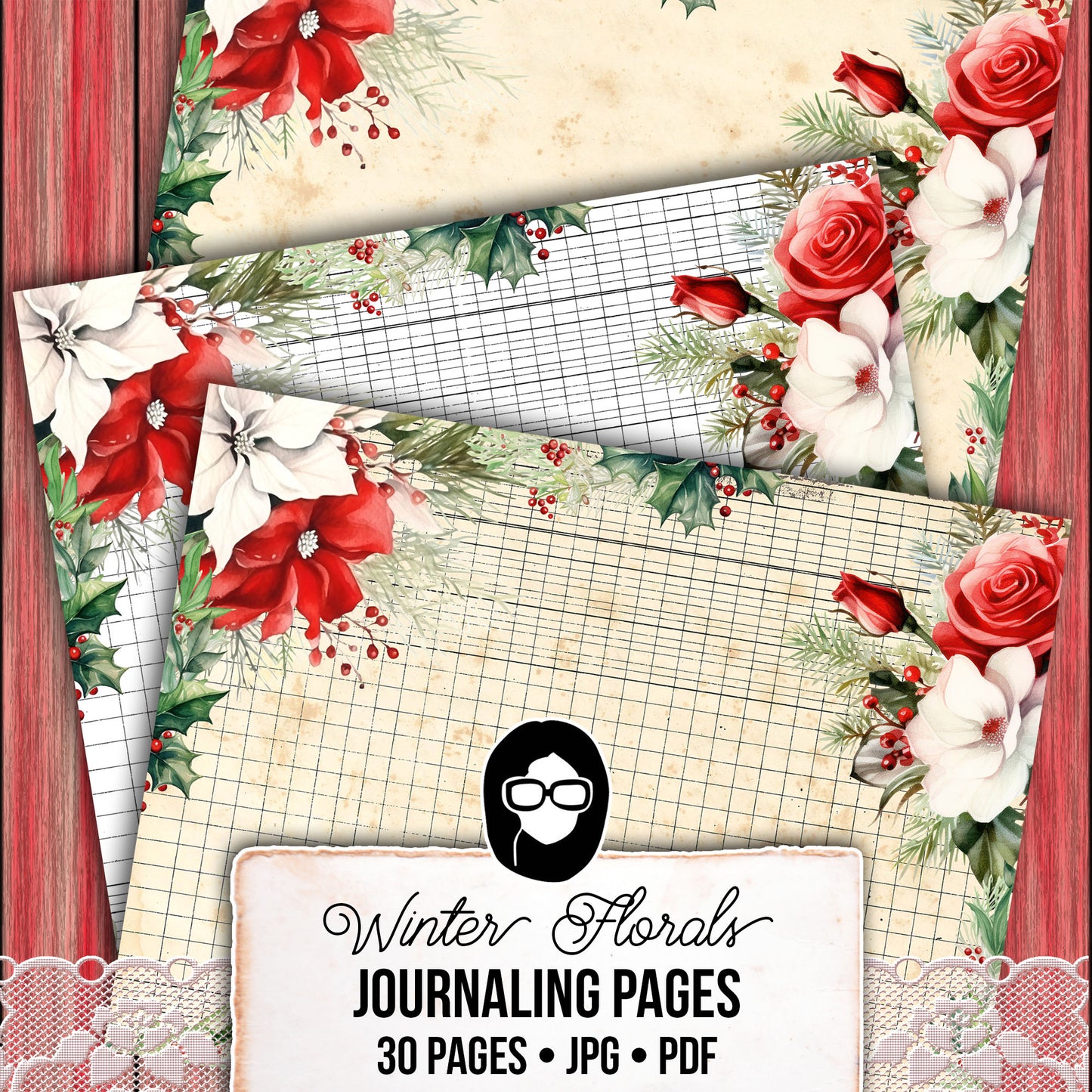 Christian Christmas Printables, Bible Journal Pages -30pg Digital Download- Lined Journaling Papers, Devotional Quotes, Jesus Junk Journal