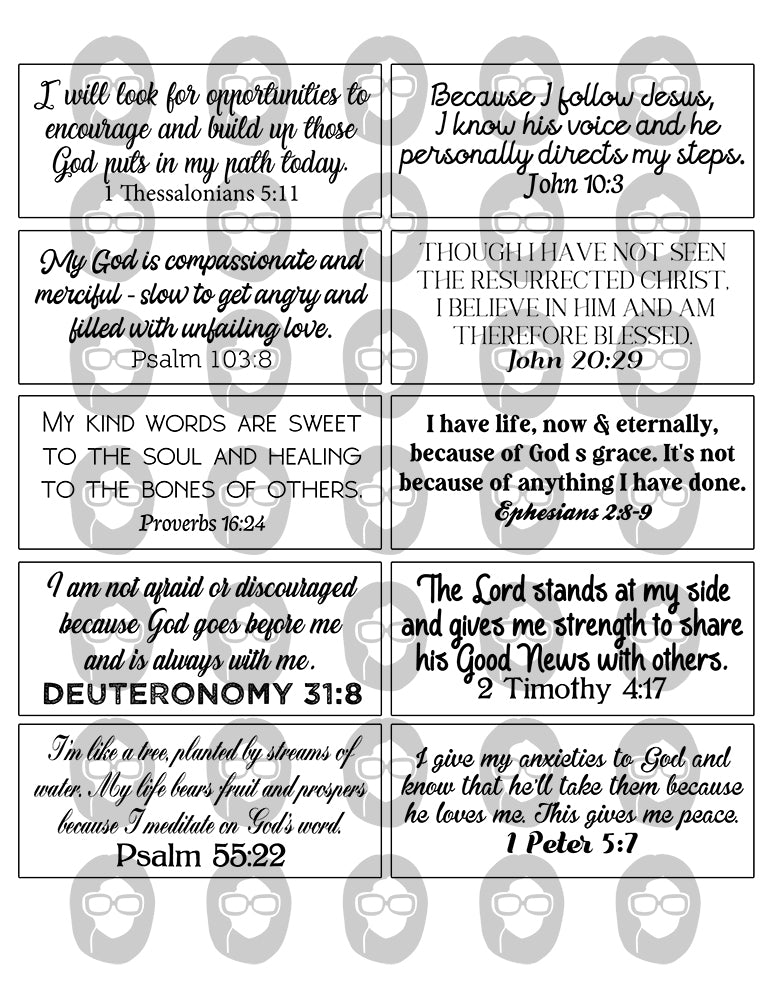 Bible Verse Cards Printable, Prayer Quotes -6pg Digital Download- Christian Affirmations, Devotional Journal, Faith Encouragement, JPG PDF