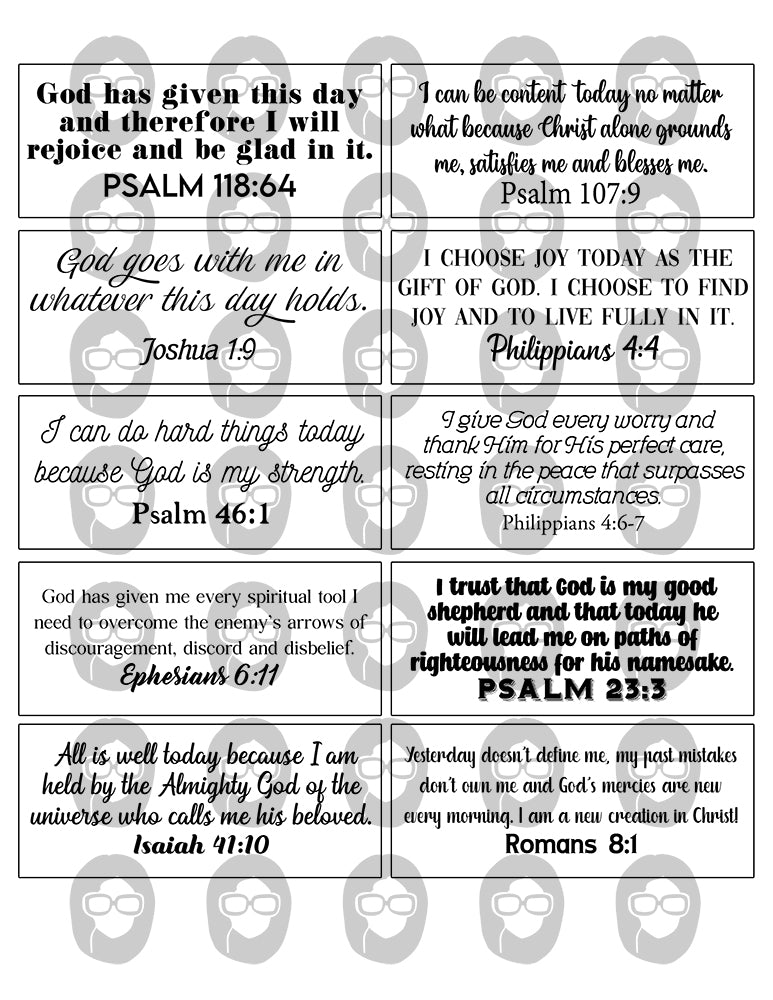 Bible Verse Cards Printable, Prayer Quotes -6pg Digital Download- Christian Affirmations, Devotional Journal, Faith Encouragement, JPG PDF