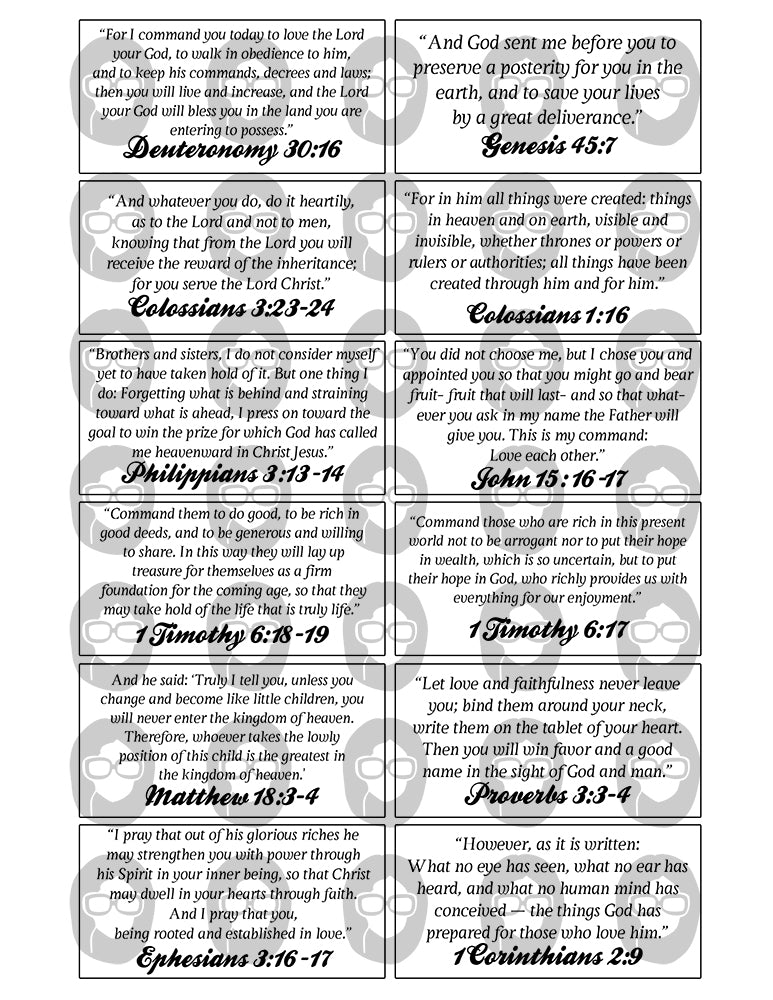 Bible Verse Cards Printable, Prayer Quotes -6pg Digital Download- Christian Affirmations, Devotional Journal, Faith Encouragement, JPG PDF