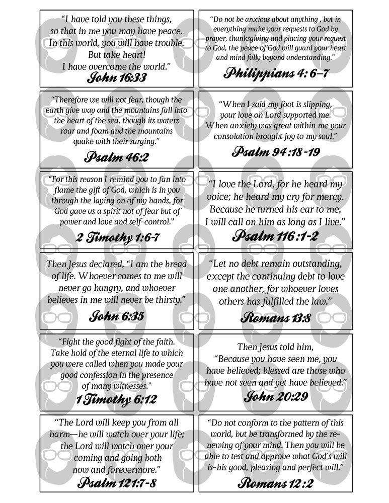 Bible Verse Cards Printable, Prayer Quotes -6pg Digital Download- Christian Affirmations, Devotional Journal, Faith Encouragement, JPG PDF