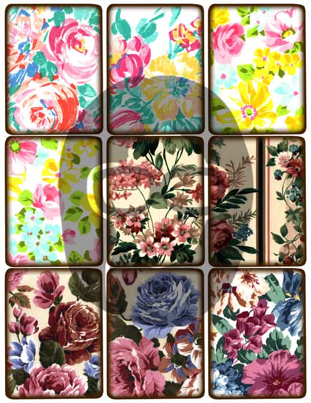 Vintage Floral Journal Cards - Set #6 - 3 Pg Instant Download - blank journal cards, ephemera kit, journaling cards