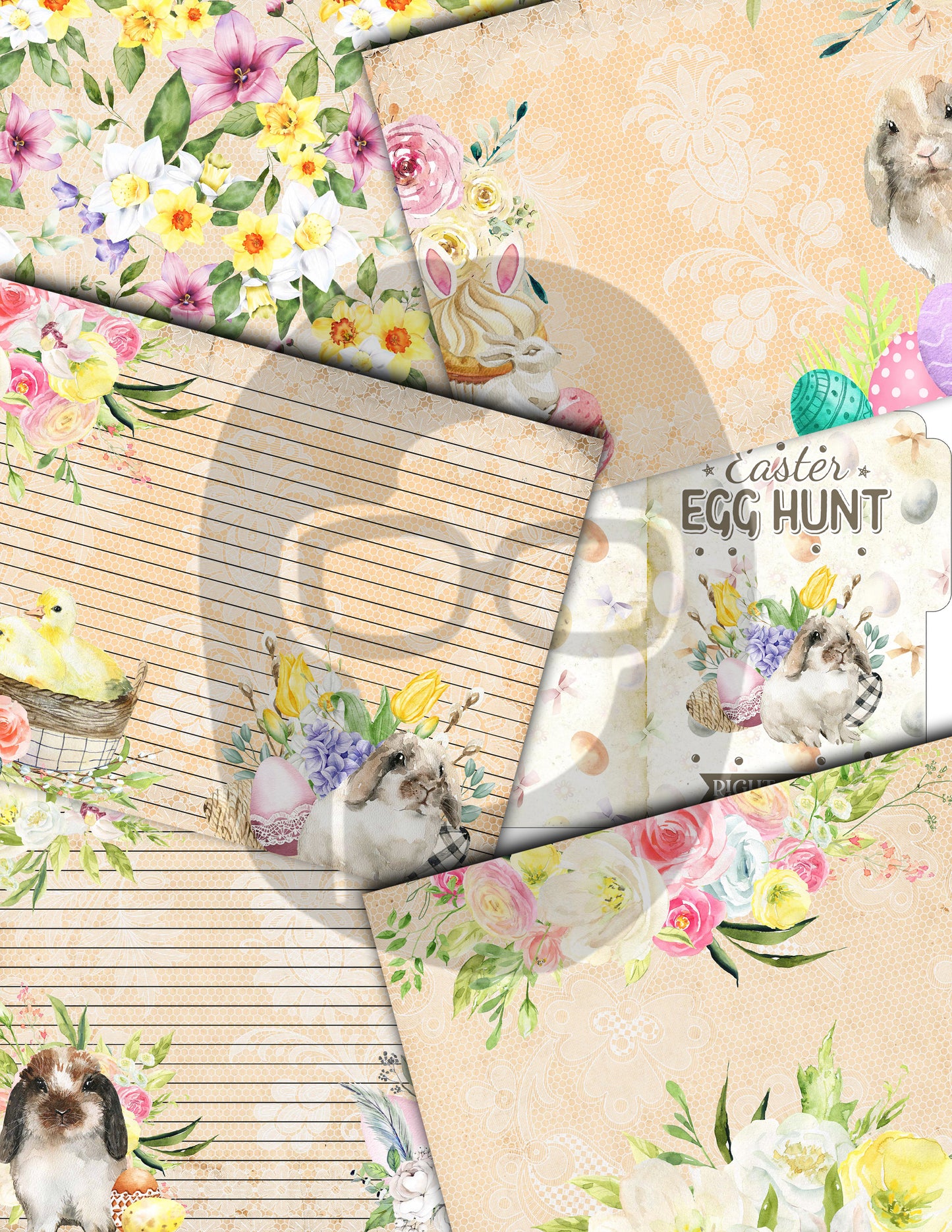 Easter Junk Journal, Spring Journal Kit -40pg Digital Download- Pastel Easter, Lined Journal Pages, Easter Ephemera, Eggs, Rabbit, Quotes