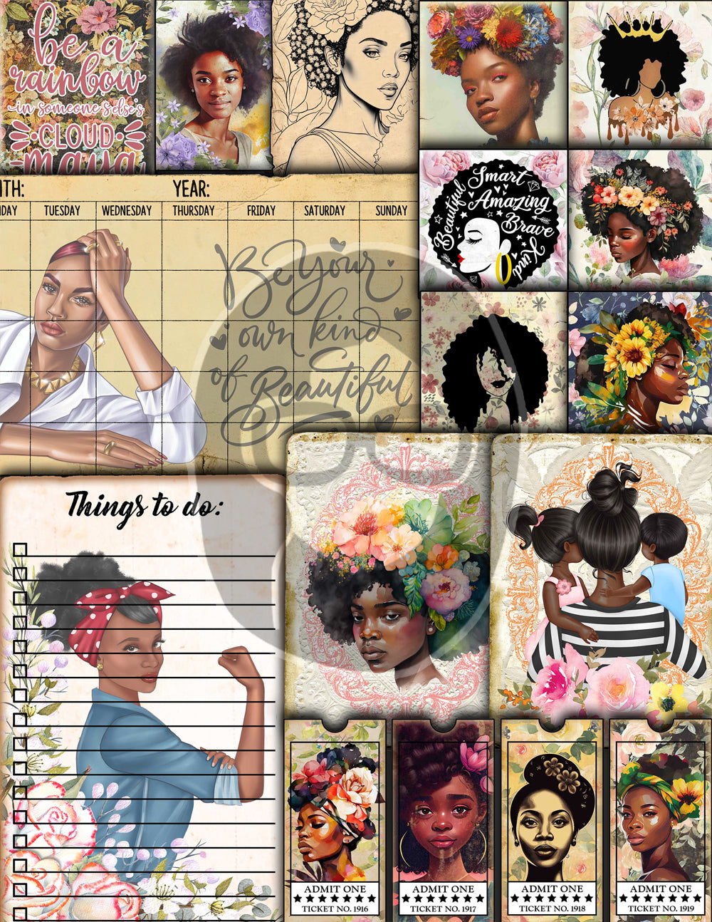 African American Ephemera, Junk Journal Kit -40pg Digital Download- Bl ...