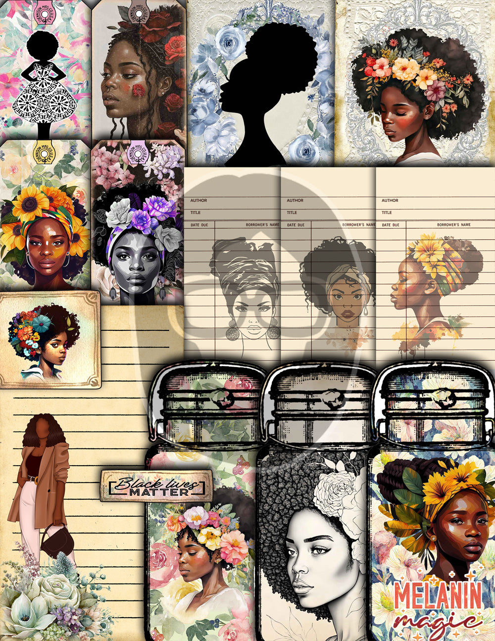 African American Ephemera, Junk Journal Kit -40pg Digital Download- Black History Ephemera, Lined Journal Pages, Scrapbook bundle, Digi Kit