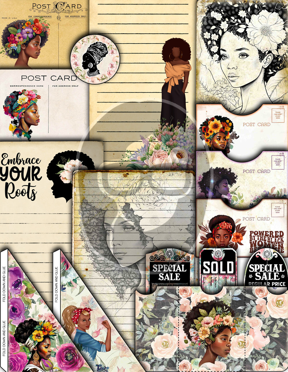 African American Ephemera, Junk Journal Kit -40pg Digital Download- Black History Ephemera, Lined Journal Pages, Scrapbook bundle, Digi Kit