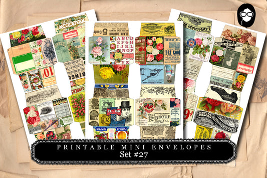 Printable Mini Envelopes #27 - 3 Page Instant download - envelope templates, envelope template, digital roses floral, mini envelopes
