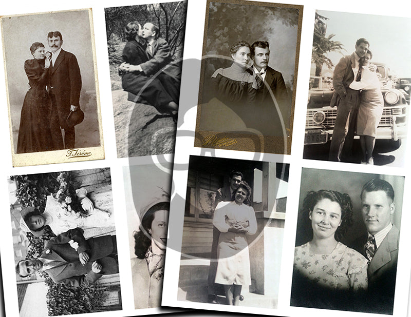 Ephemera Photos, Vintage Couple Photos S#102 -21pg Digi Download- Valentines Printable, Retro and Vintage, Junk Journal Kit, Collage Images