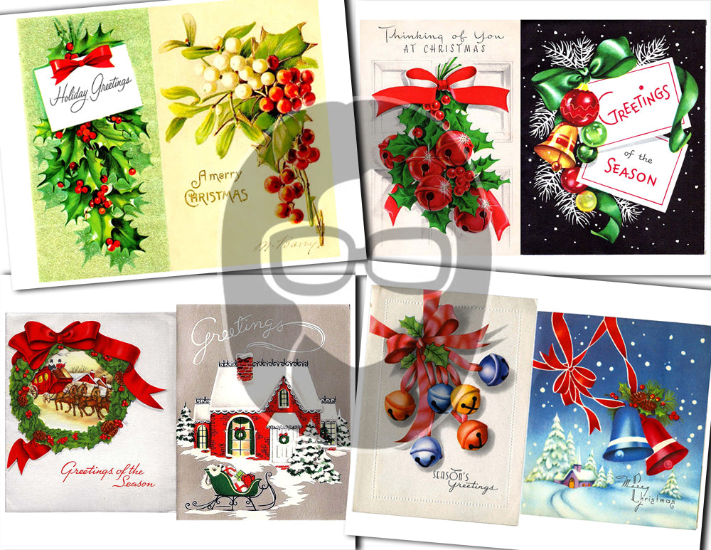 Printable Christmas Ephemera, Junk Journal Pages -30pg Digital Download- Poinsettia bouquet, Retro Santa, Scrapbook Ephemera Pack, Antique