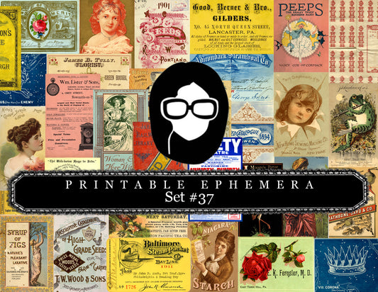 Vintage Ephemera Pack - Printable Ephemera Set #37 - 30 Page Instant Download - junk journal kit, journaling kit, ephemera paper pack
