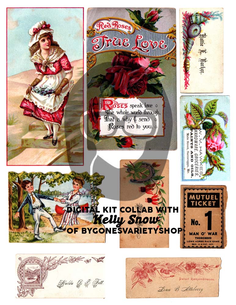 Printable Ephemera Pack - Vintage Calling Cards - Set #82 - 10 Page Instant Download - junk journal kit, collage paper ephemera digital pack
