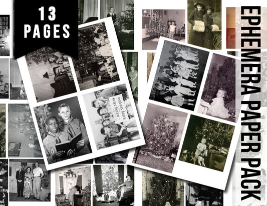 Vintage Retro Christmas Photographs digital download - Ephemera Set #88 - 13 Pg download - Christmas junk journal kits, ephemera pack