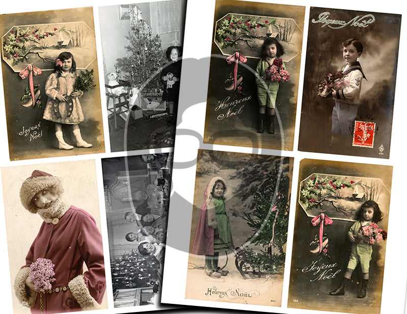 Vintage Retro Christmas Photographs digital download - Ephemera Set #89 - 13 Pg download - Christmas junk journal kits, ephemera pack