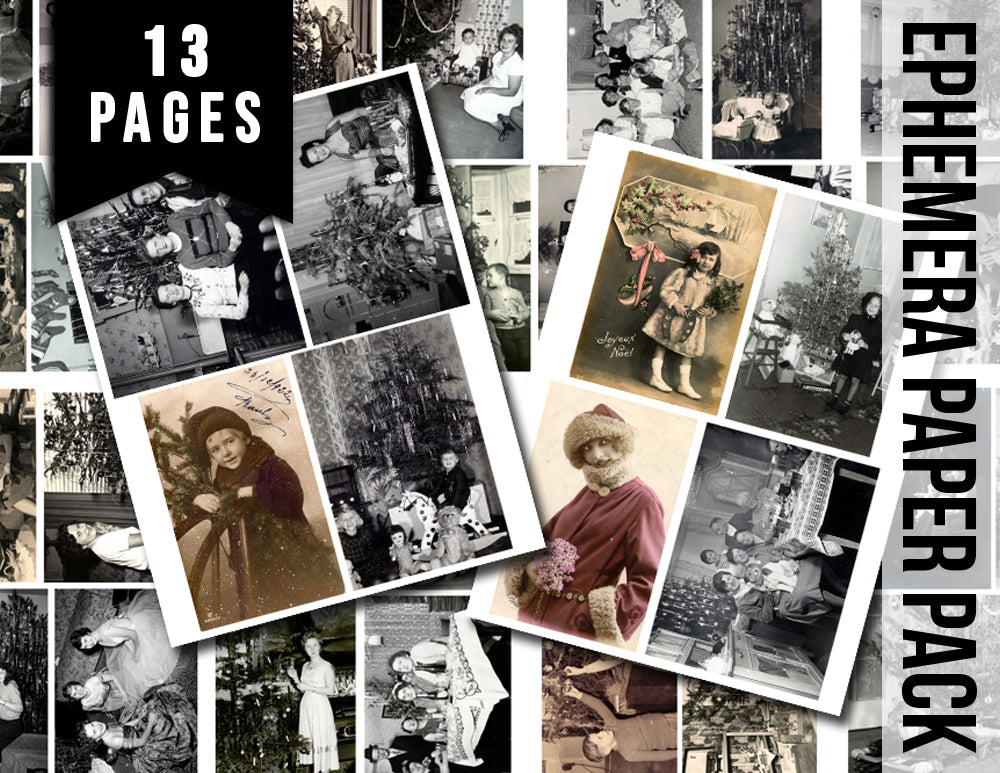 Vintage Retro Christmas Photographs digital download - Ephemera Set #89 - 13 Pg download - Christmas junk journal kits, ephemera pack