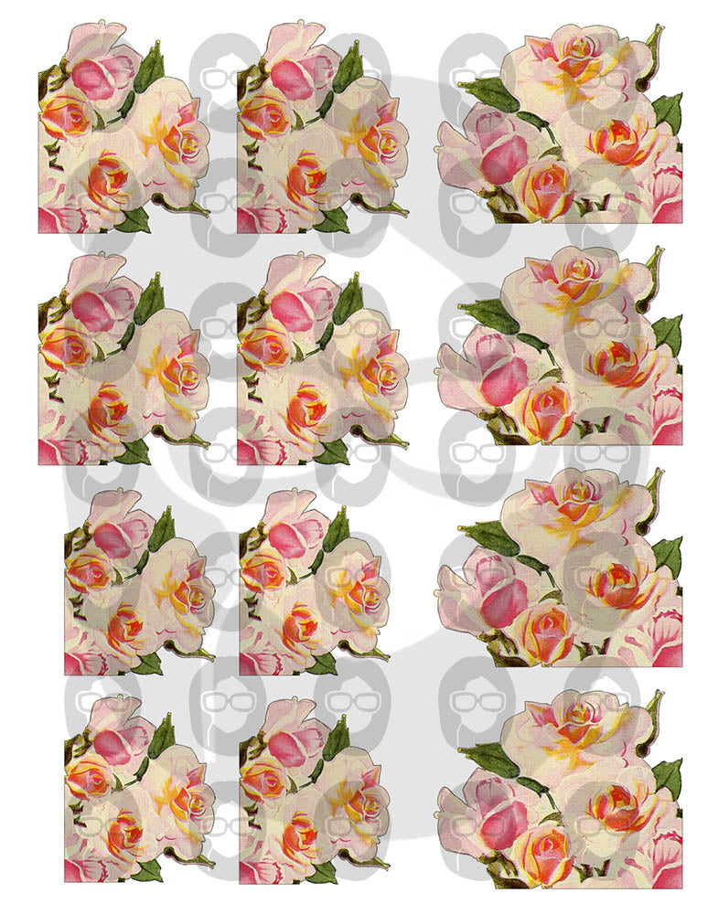 Floral Clipart - Decoupage Flowers Set #17 - 8 Page Instant Download - clipart floral, roses clipart, digital roses