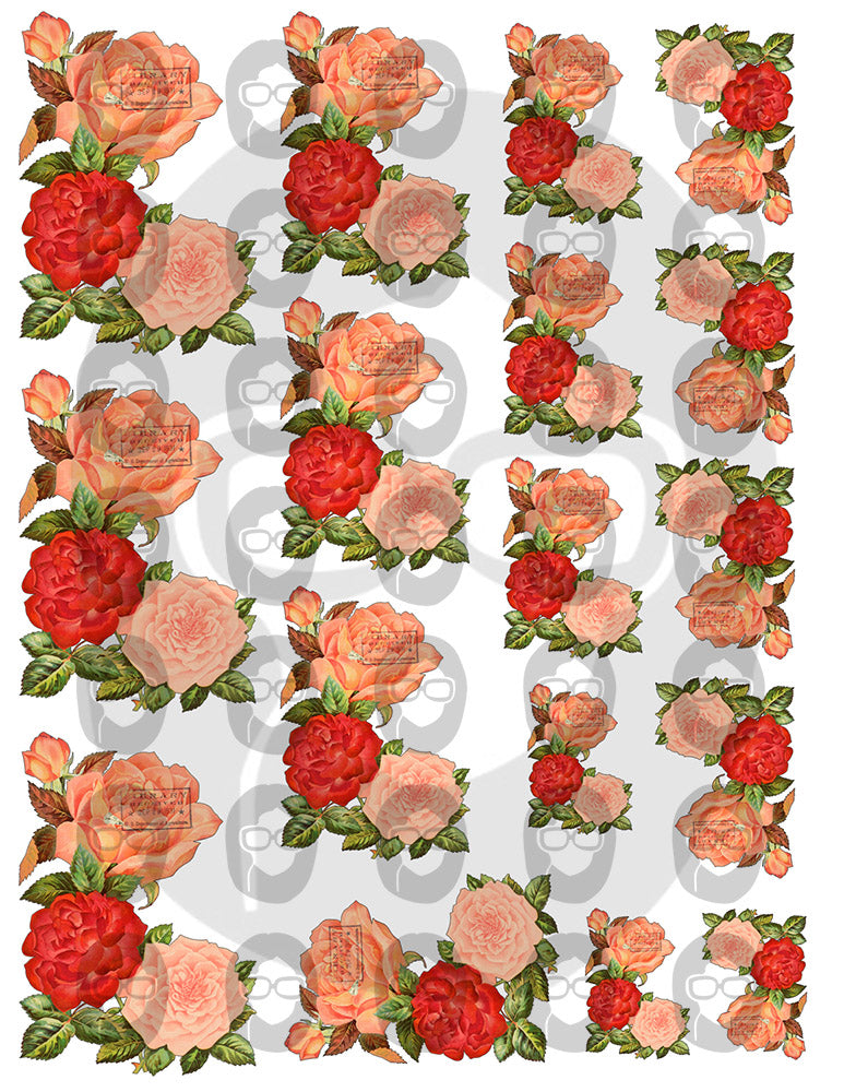 Pink Rose Clipart - Decoupage Flowers Set #20 - 7 Page Instant Download - clipart floral, roses clipart, digital floral