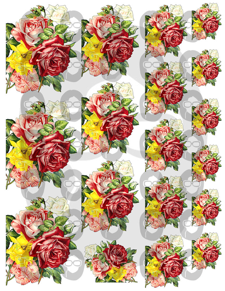 Pink Rose Clipart - Decoupage Flowers Set #23 - 8 Page Instant Download - clipart floral, roses clipart, digital floral