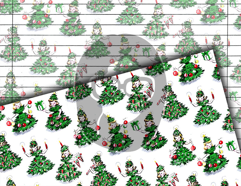 Retro Wrapping Paper, Junk Journal Pages -34pg Digital Download- Printable Lined Paper, Ephemera Background, Santa digital background