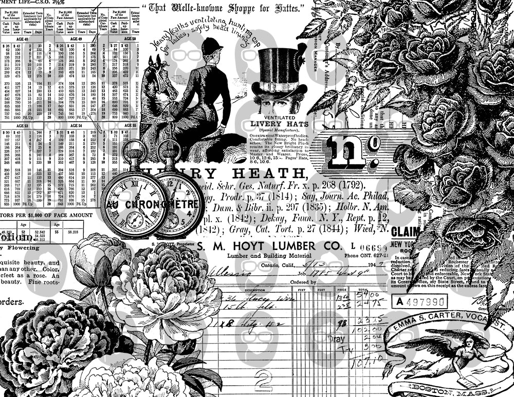 Monochrome Journal Printable, Junk Journal Pages -9 Pg Instant Downloads- Ink Saver, Stamp Papers, Journaling Paper, DIY Kit, Vintage Ads