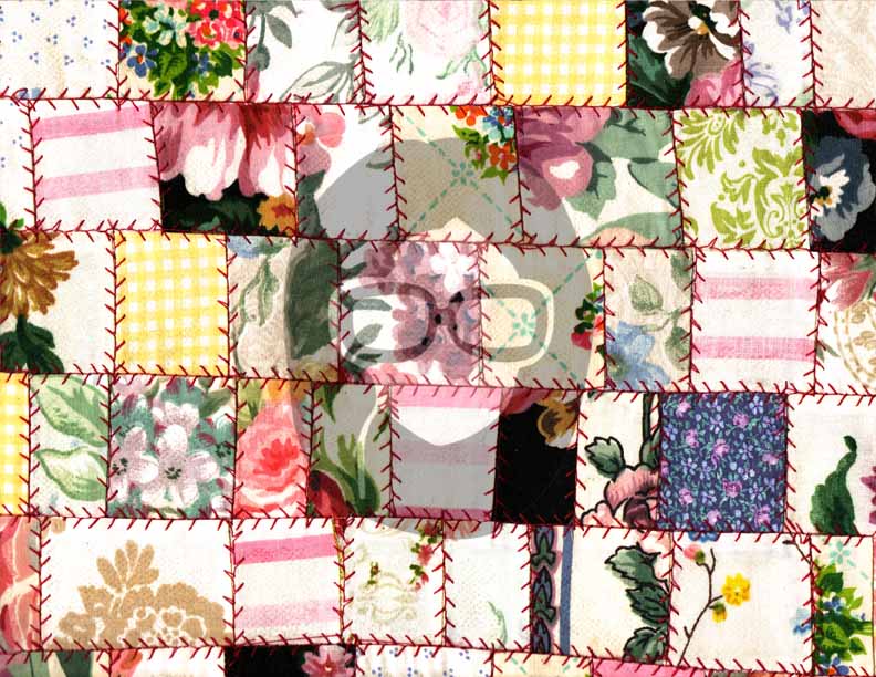 Quilt Patchwork Junk Journal Pages - Set #64 - 5 Pg Instant Downloads - quilted paper, stitched quilt paper