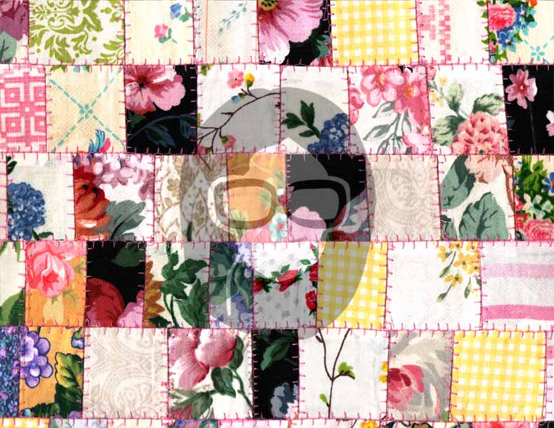 Quilt Patchwork Junk Journal Pages - Set #64 - 5 Pg Instant Downloads - quilted paper, stitched quilt paper