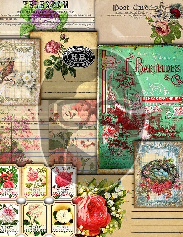 Printable Junk Journal Kit, Pages & Ephemera Bundle #16 -46pg Digital – TsunamiRose Designs printable-junk-journal-kit-pages-ephemera-bundle-16-46pg-digital-tsunamirose-designs