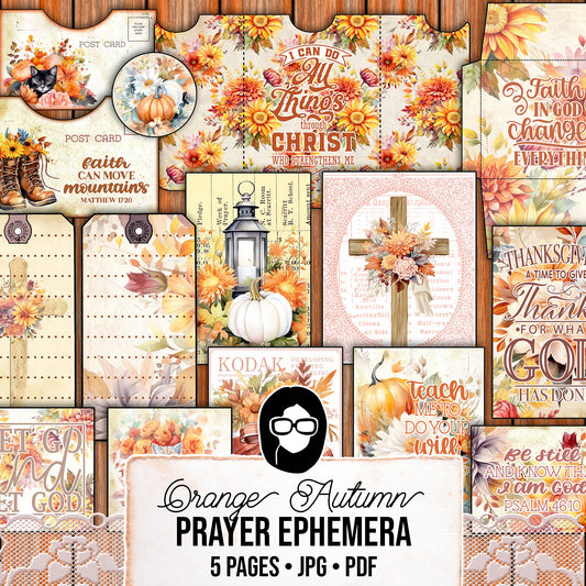 Faith Junk Journal Kit, Scripture Ephemera, Fall Digital Ephemera -5pg Digital Download- Religious Cards, Prayer Quotes, Bible Verse Cards