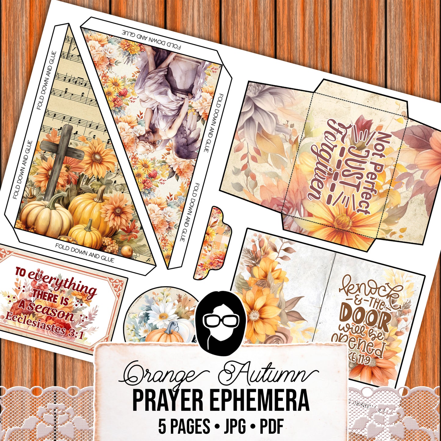 Faith Junk Journal Kit, Scripture Ephemera, Fall Digital Ephemera -5pg Digital Download- Religious Cards, Prayer Quotes, Bible Verse Cards